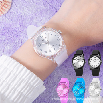 SKMEI 1760 Relojes de cuarzo con estilo sr626sw Correa de silicona transparente para relojes para niñas